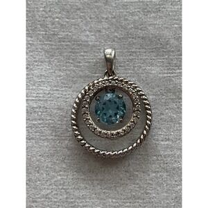 JWBR sterling silver pendant 926 Blue Topaz Gemstone Circle Vintage Estate Jewel